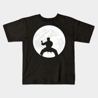 Karate Practitioner in Fullmoon Kids T-Shirt